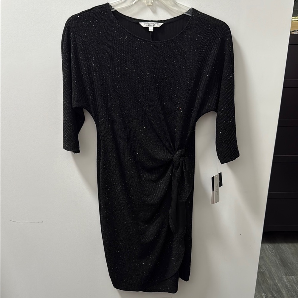 NWT Signature by Robbie Bee Black Ruched Sheath Dress